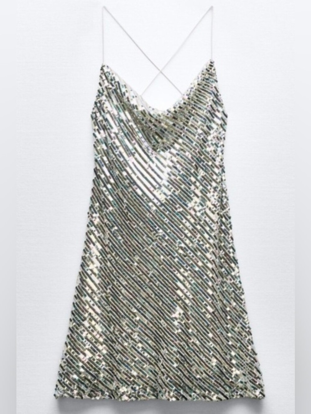 Sz XS New ZARA MINI SLIP DRESS WITH SEQUINS - Picture 2 of 4